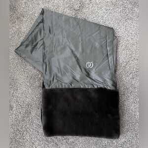 Vintage Dior Gray Silk + Modacrylic Fur Trim Scarf